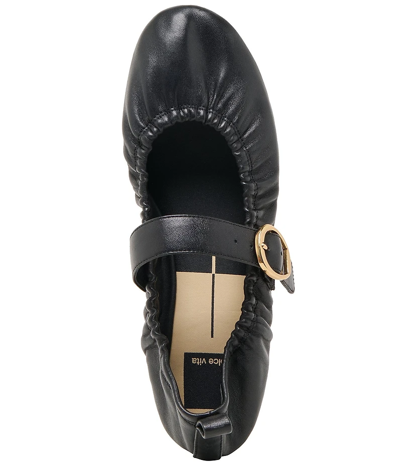 Dolce Vita Caely Ruched Leather Mary Jane Ballet Flats