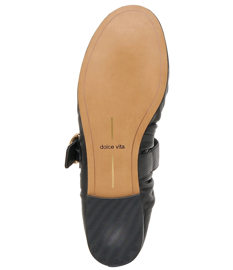 Dolce Vita Caely Ruched Leather Mary Jane Ballet Flats