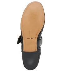 Dolce Vita Caely Ruched Leather Mary Jane Ballet Flats