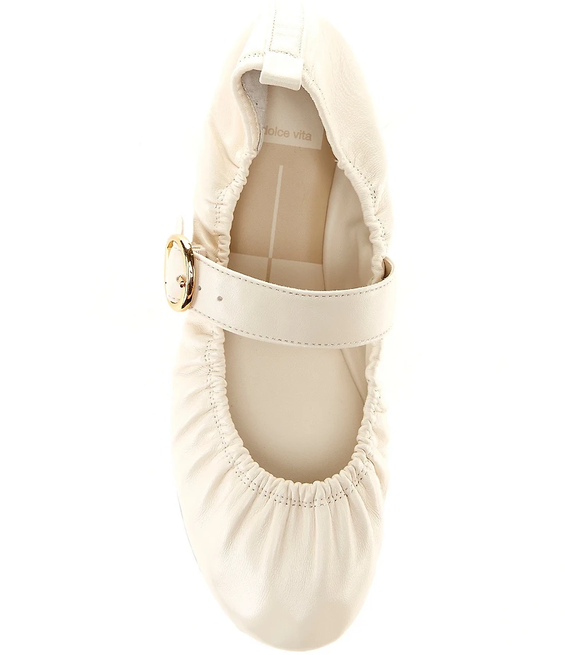 Dolce Vita Caely Ruched Leather Mary Jane Ballet Flats