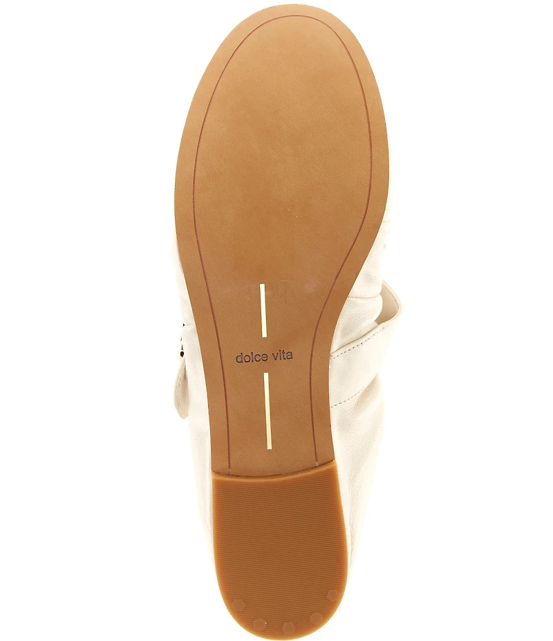 Dolce Vita Caely Ruched Leather Mary Jane Ballet Flats