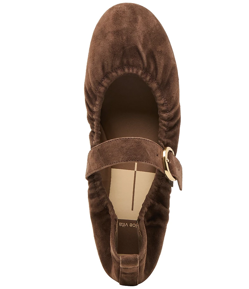 Dolce Vita Caely Ruched Suede Mary Jane Ballet Flats