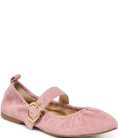 Dolce Vita Caely Ruched Suede Mary Jane Ballet Flats