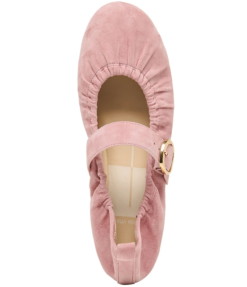 Dolce Vita Caely Ruched Suede Mary Jane Ballet Flats