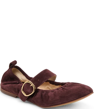 Dolce Vita Caely Ruched Suede Mary Jane Ballet Flats