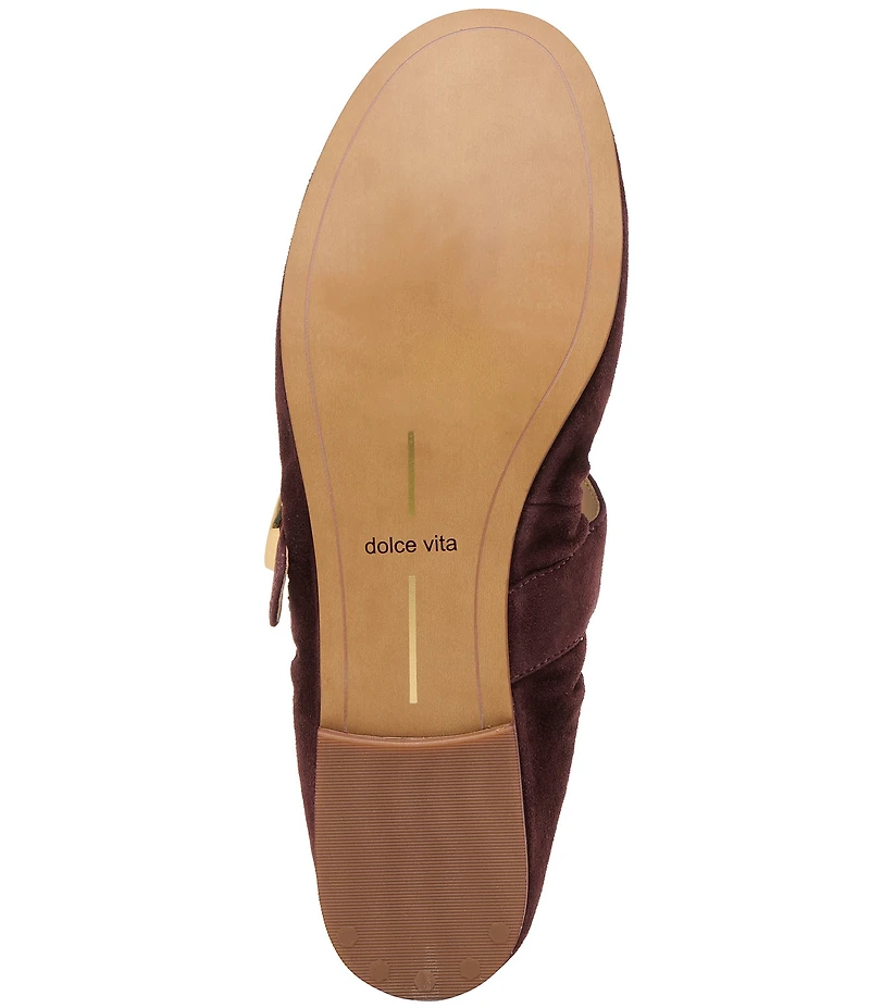 Dolce Vita Caely Ruched Suede Mary Jane Ballet Flats