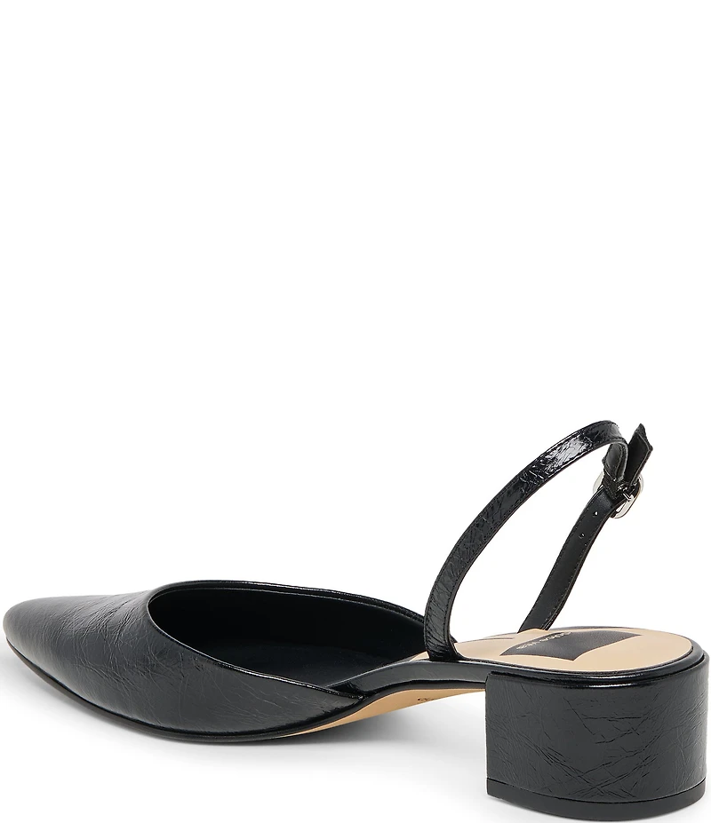 Dolce Vita Carel Patent Leather Point Toe Block Heel Slingback Pumps