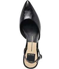 Dolce Vita Carel Patent Leather Point Toe Block Heel Slingback Pumps