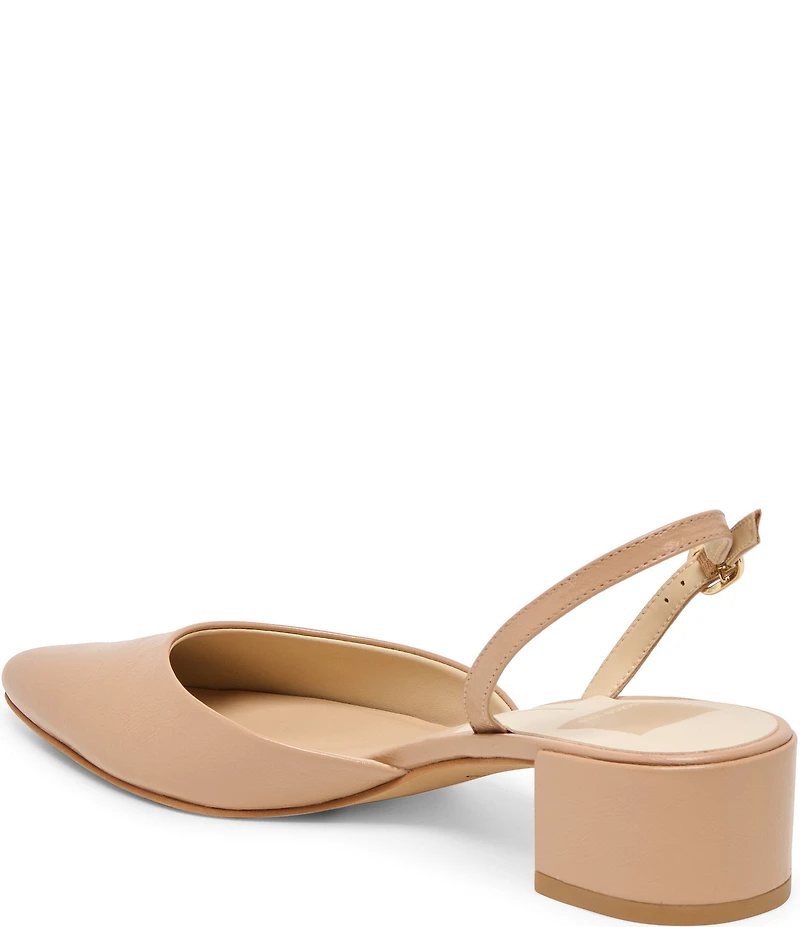 Dolce Vita Carel Patent Leather Point Toe Block Heel Slingback Pumps