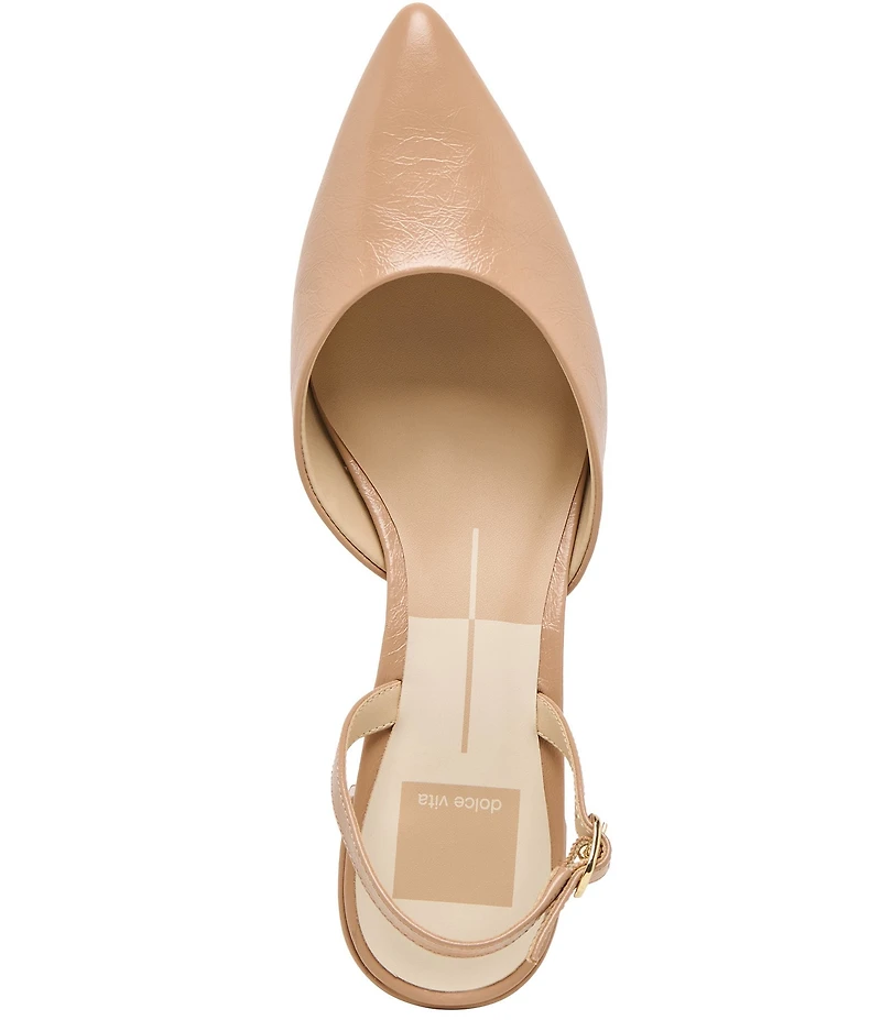 Dolce Vita Carel Patent Leather Point Toe Block Heel Slingback Pumps