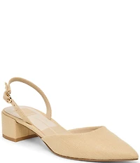 Dolce Vita Carel Raffia Point Toe Block Heel Slingback Pumps