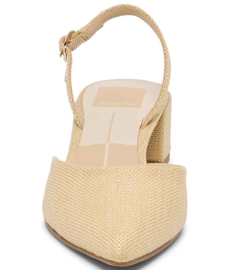 Dolce Vita Carel Raffia Point Toe Block Heel Slingback Pumps