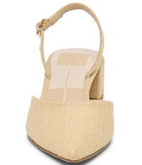 Dolce Vita Carel Raffia Point Toe Block Heel Slingback Pumps