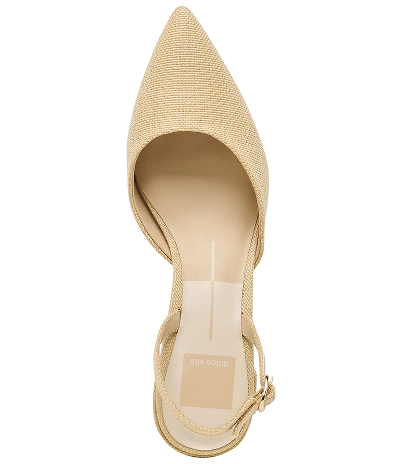 Dolce Vita Carel Raffia Point Toe Block Heel Slingback Pumps