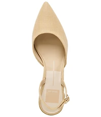 Dolce Vita Carel Raffia Point Toe Block Heel Slingback Pumps