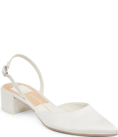 Dolce Vita Carel Satin Point Toe Block Heel Slingback Pumps