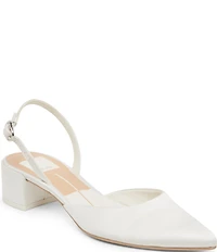 Dolce Vita Carel Satin Point Toe Block Heel Slingback Pumps