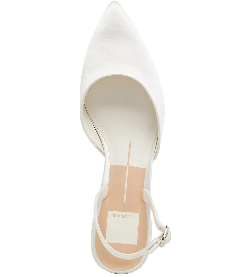 Dolce Vita Carel Satin Point Toe Block Heel Slingback Pumps