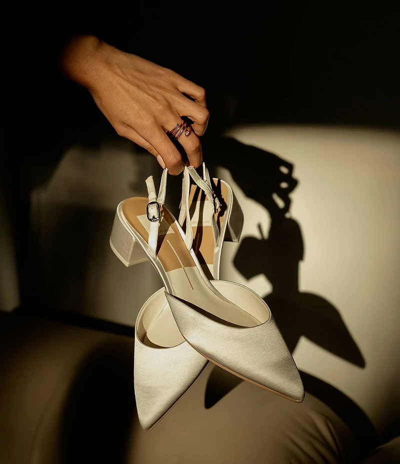 Dolce Vita Carel Satin Point Toe Block Heel Slingback Pumps