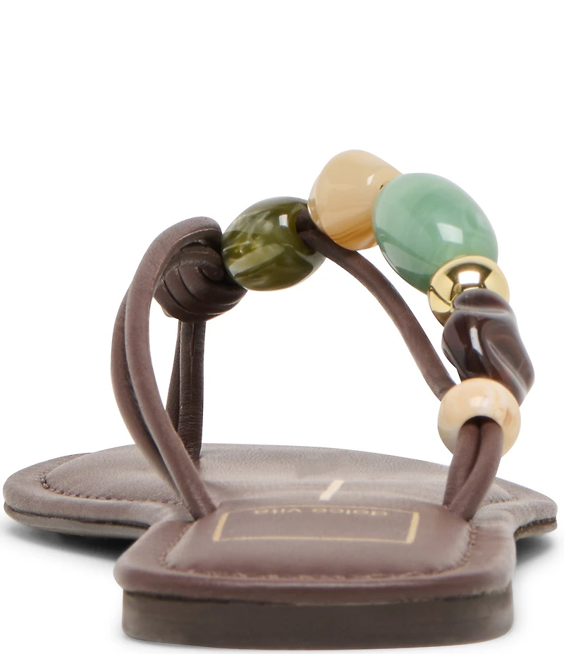 Dolce Vita Cely Leather Bead Embellished Thong Sandals