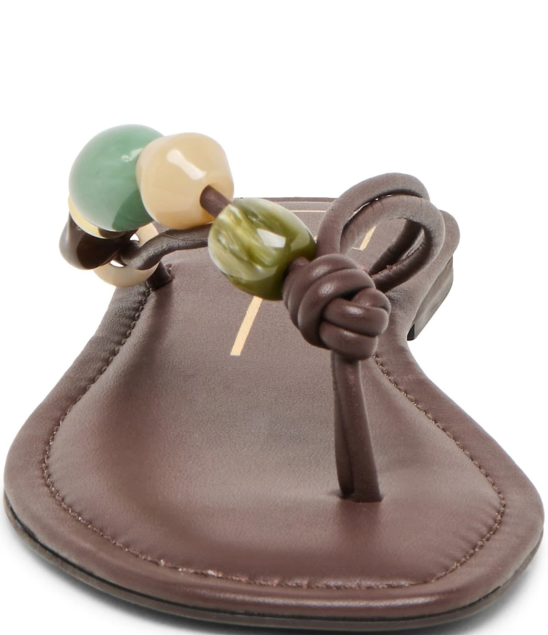 Dolce Vita Cely Leather Bead Embellished Thong Sandals