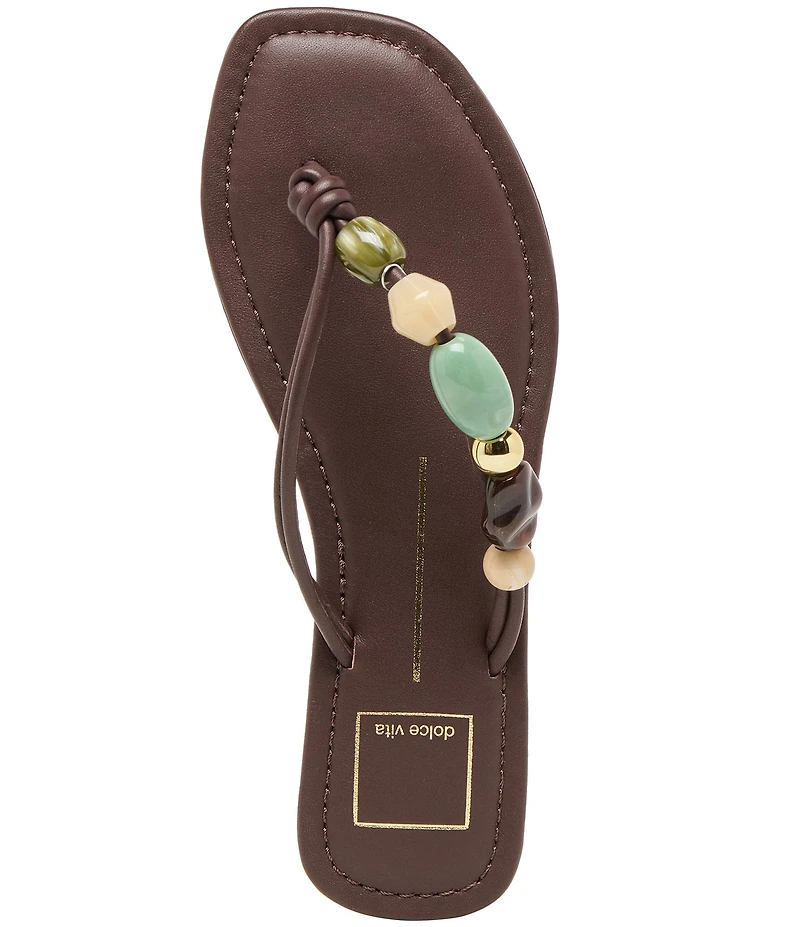 Dolce Vita Cely Leather Bead Embellished Thong Sandals