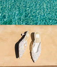 Dolce Vita Clara Mesh Pearl Floral Ornament Kitten Heel Mules