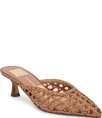 Dolce Vita Cleo Loop Raffia Kitten Heel Mules