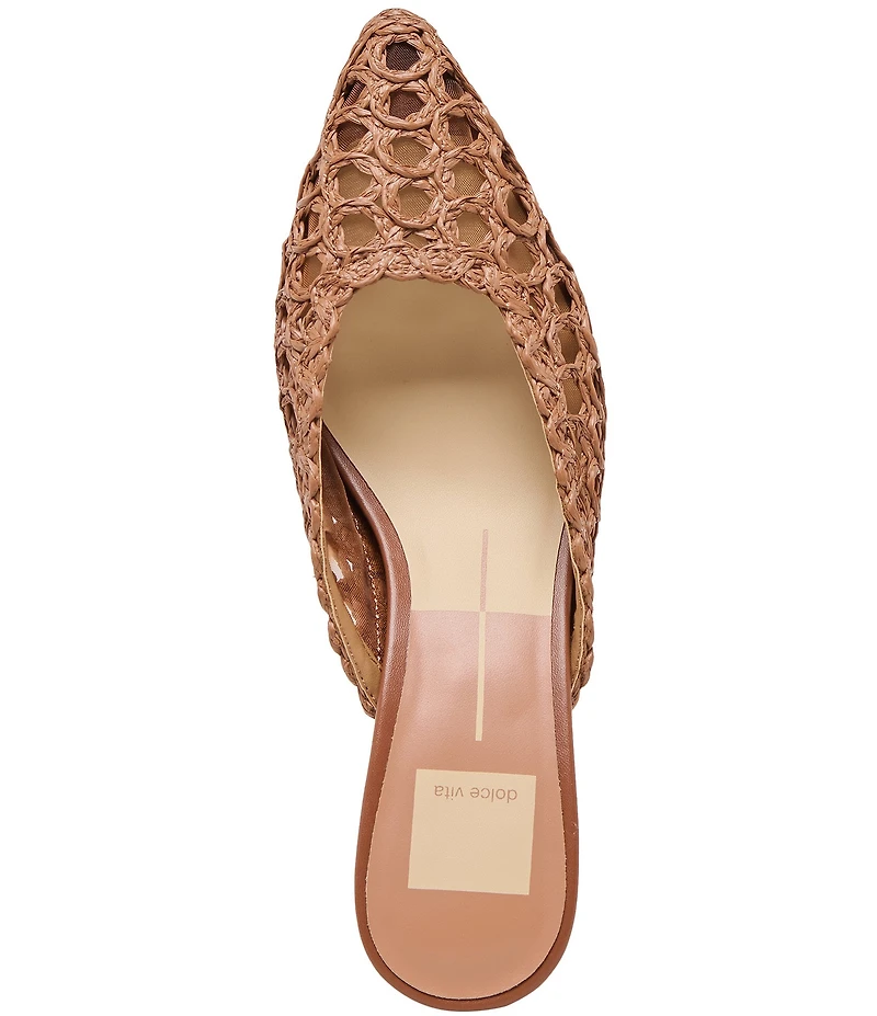 Dolce Vita Cleo Loop Raffia Kitten Heel Mules