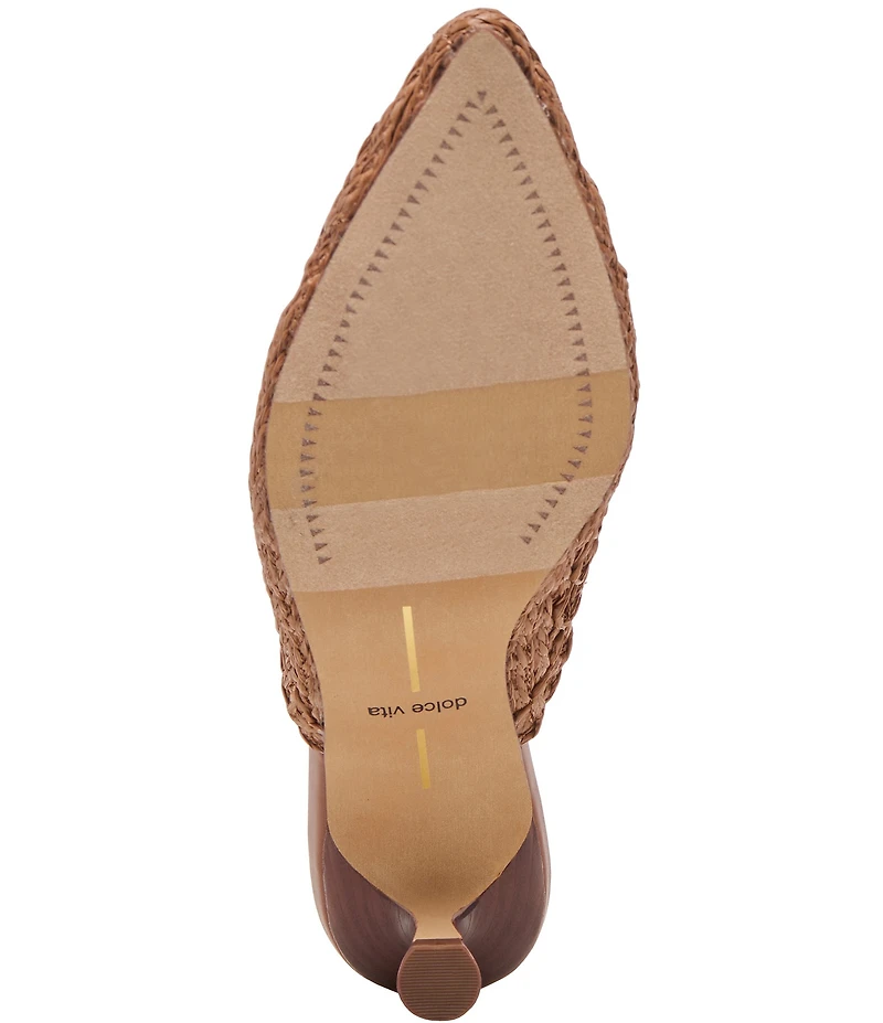 Dolce Vita Cleo Loop Raffia Kitten Heel Mules