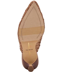 Dolce Vita Cleo Loop Raffia Kitten Heel Mules