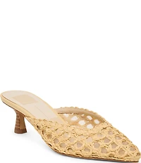 Dolce Vita Cleo Loop Raffia Kitten Heel Mules