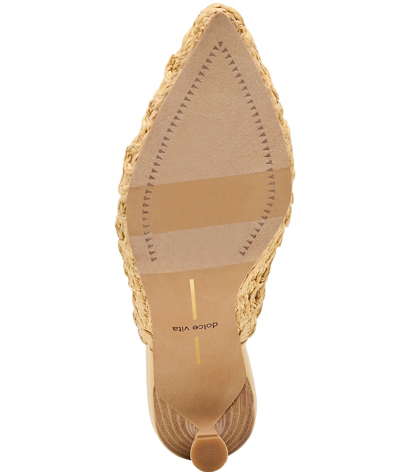 Dolce Vita Cleo Loop Raffia Kitten Heel Mules