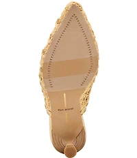 Dolce Vita Cleo Loop Raffia Kitten Heel Mules