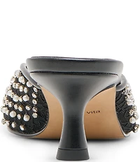 Dolce Vita Cleo Pearl Lace Embellished Kitten Heel Mules