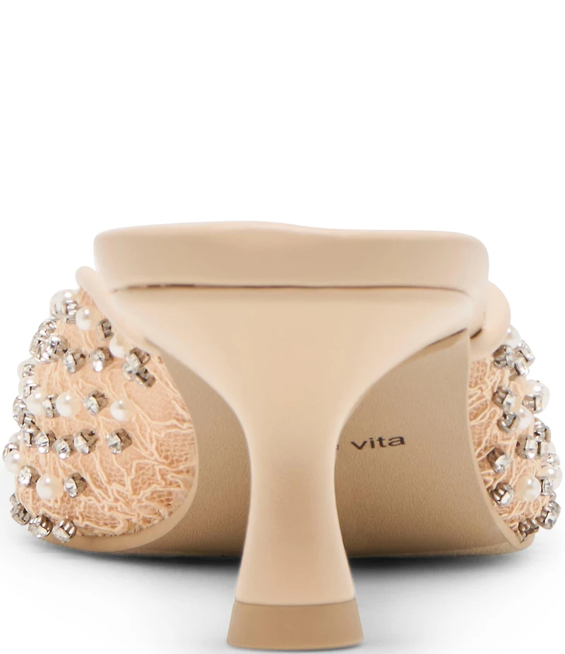 Dolce Vita Cleo Pearl Lace Embellished Kitten Heel Mules