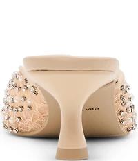 Dolce Vita Cleo Pearl Lace Embellished Kitten Heel Mules