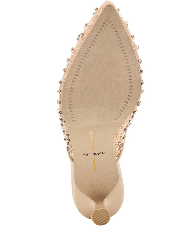Dolce Vita Cleo Pearl Lace Embellished Kitten Heel Mules