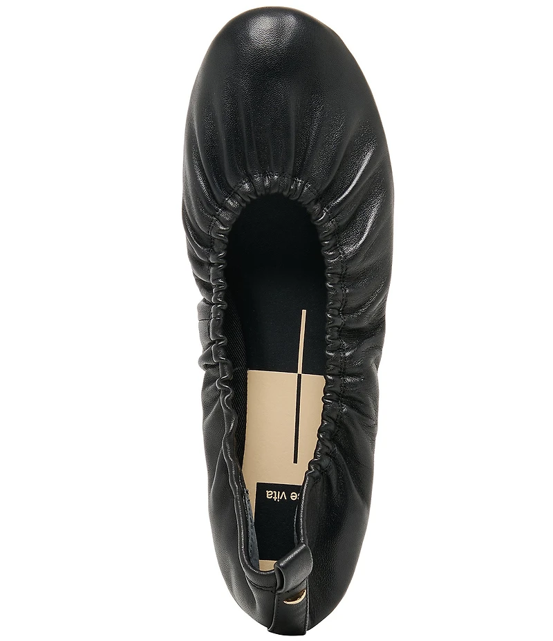 Dolce Vita Conrad Ruched Leather Ballet Flats