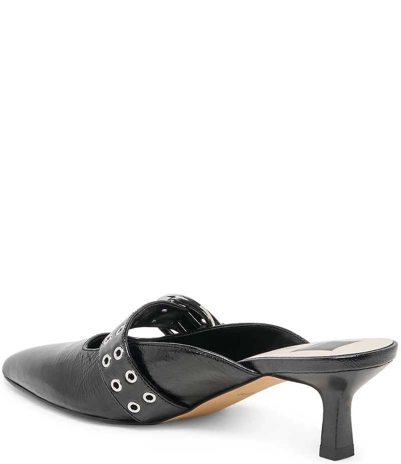 Dolce Vita Cyrah Leather Mary Jane Buckle Kitten Heel Mules