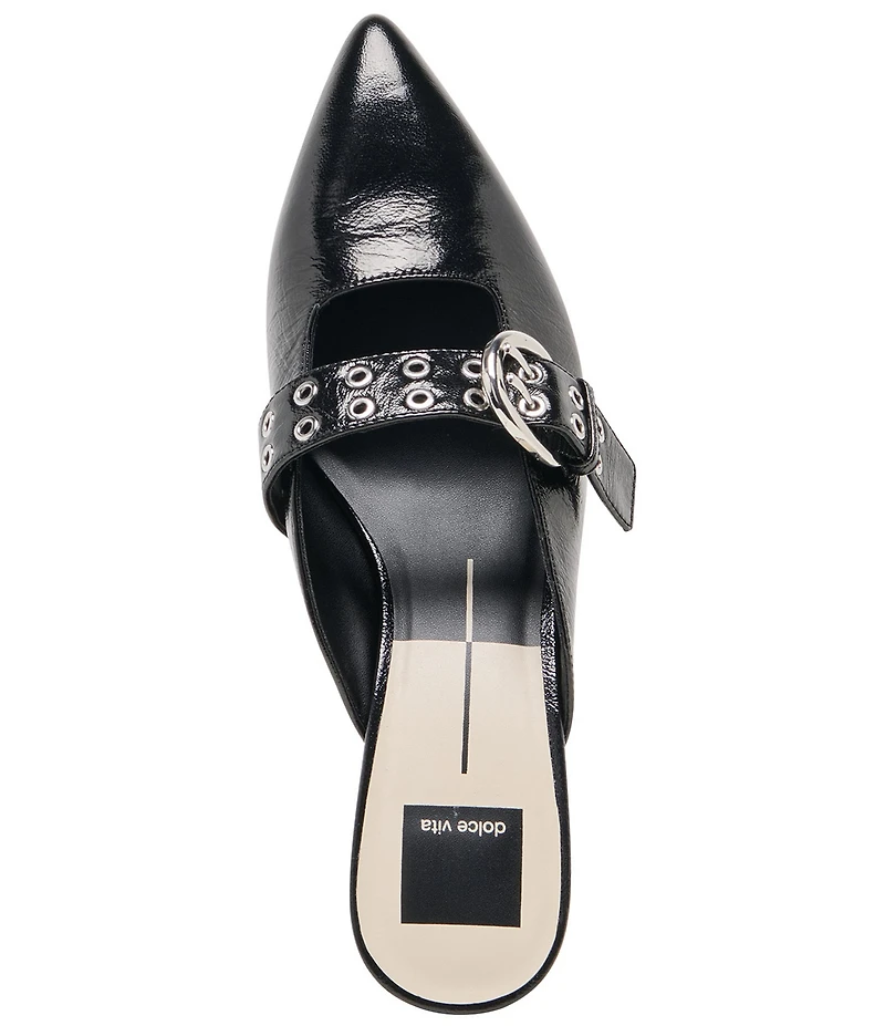 Dolce Vita Cyrah Leather Mary Jane Buckle Kitten Heel Mules
