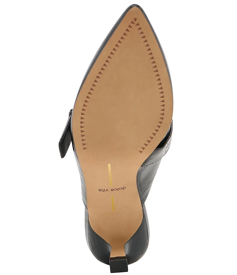 Dolce Vita Cyrah Leather Mary Jane Buckle Kitten Heel Mules