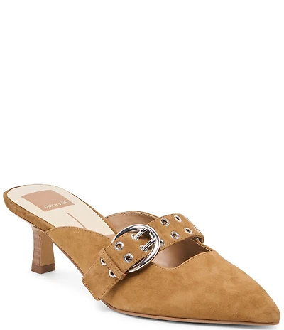 Dolce Vita Cyrah Suede Mary Jane Buckle Kitten Heel Mules