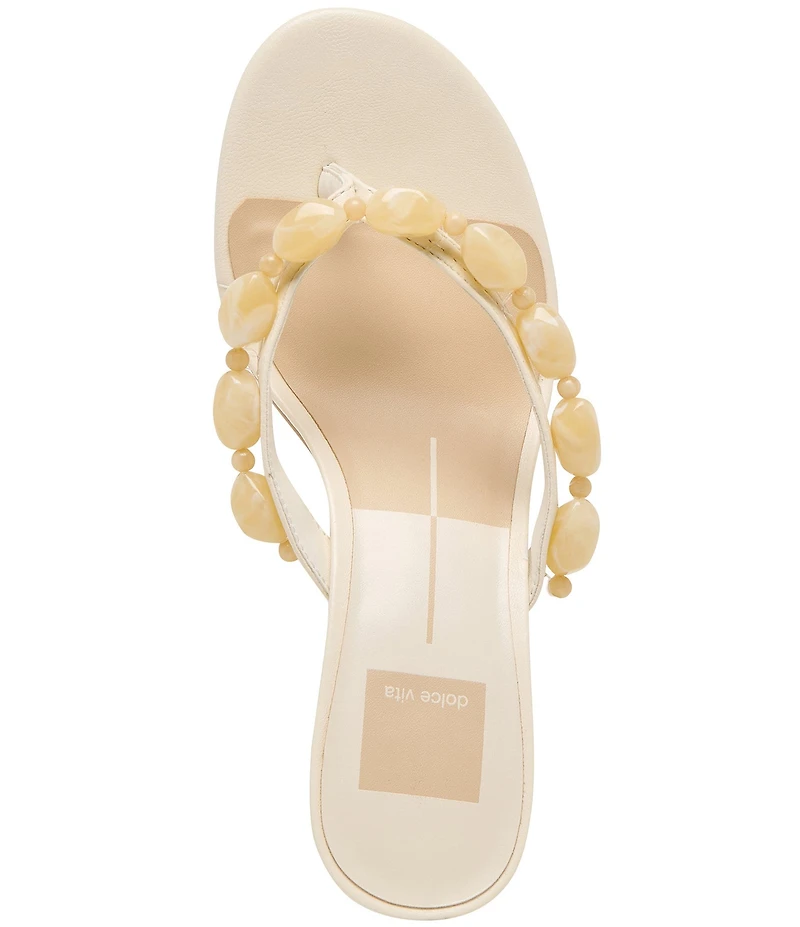 Dolce Vita Daksie Leather Bead Embellished Thong Dress Sandals