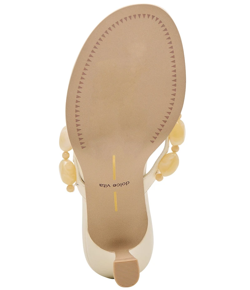 Dolce Vita Daksie Leather Bead Embellished Thong Dress Sandals