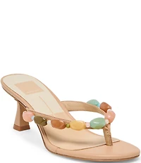 Dolce Vita Daksie Leather Bead Embellished Thong Dress Sandals