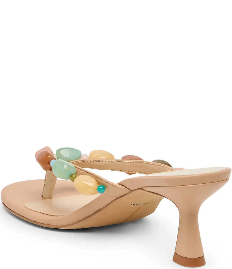 Dolce Vita Daksie Leather Bead Embellished Thong Dress Sandals