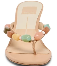 Dolce Vita Daksie Leather Bead Embellished Thong Dress Sandals