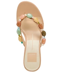Dolce Vita Daksie Leather Bead Embellished Thong Dress Sandals