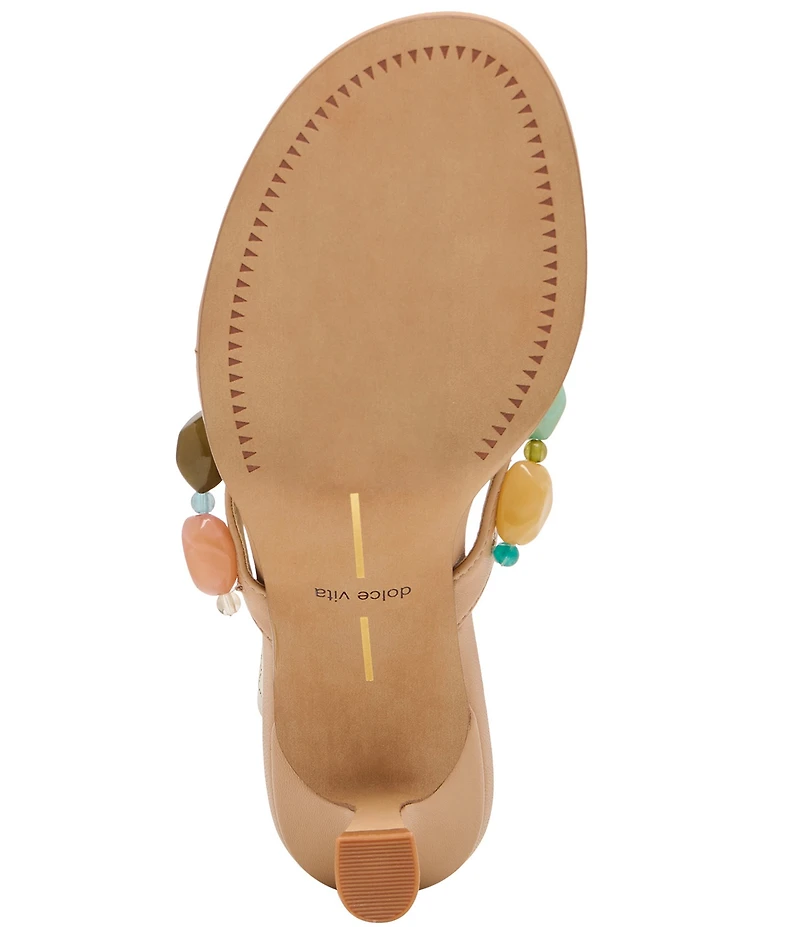 Dolce Vita Daksie Leather Bead Embellished Thong Dress Sandals